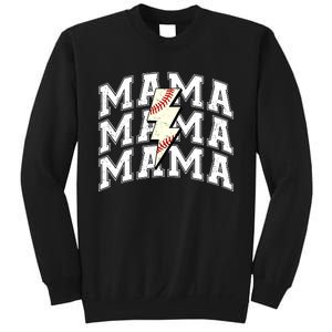 baseball Mama Distressed Lightning Bolt Mom Sweatshirt