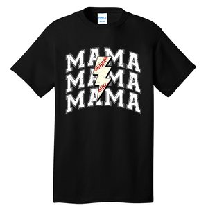 baseball Mama Distressed Lightning Bolt Mom Tall T-Shirt