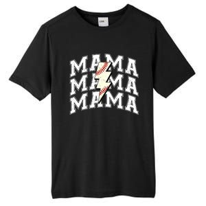 baseball Mama Distressed Lightning Bolt Mom Tall Fusion ChromaSoft Performance T-Shirt