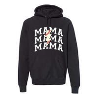 baseball Mama Distressed Lightning Bolt Mom Premium Hoodie