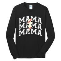 baseball Mama Distressed Lightning Bolt Mom Tall Long Sleeve T-Shirt