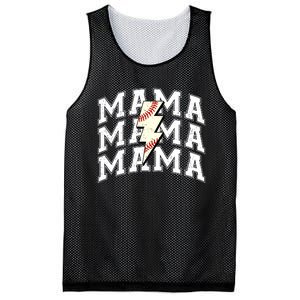 baseball Mama Distressed Lightning Bolt Mom Mesh Reversible Basketball Jersey Tank