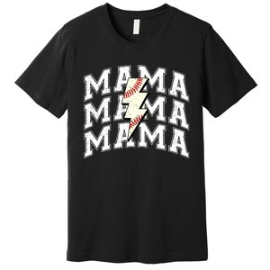 baseball Mama Distressed Lightning Bolt Mom Premium T-Shirt