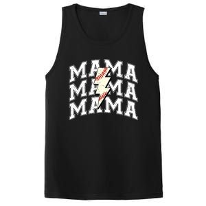 baseball Mama Distressed Lightning Bolt Mom PosiCharge Competitor Tank