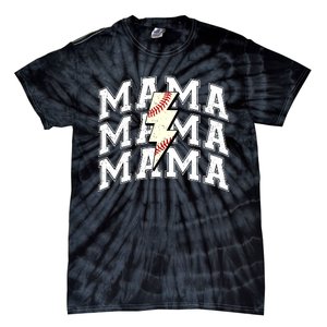 baseball Mama Distressed Lightning Bolt Mom Tie-Dye T-Shirt