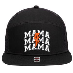 basketball Mama Distressed Lightning Bolt Mom 7 Panel Mesh Trucker Snapback Hat