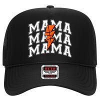 basketball Mama Distressed Lightning Bolt Mom High Crown Mesh Back Trucker Hat