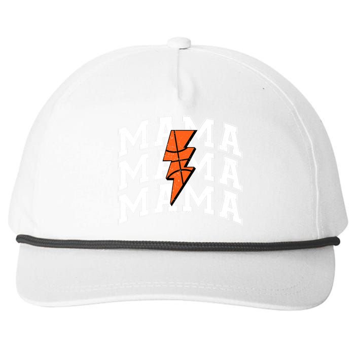 basketball Mama Distressed Lightning Bolt Mom Snapback Five-Panel Rope Hat