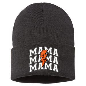 basketball Mama Distressed Lightning Bolt Mom Sustainable Knit Beanie