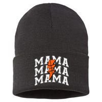 basketball Mama Distressed Lightning Bolt Mom Sustainable Knit Beanie