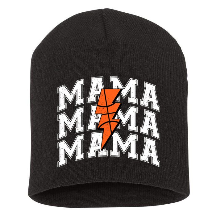 basketball Mama Distressed Lightning Bolt Mom Short Acrylic Beanie