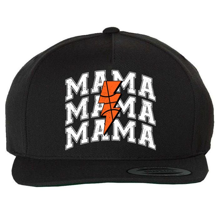 basketball Mama Distressed Lightning Bolt Mom Wool Snapback Cap