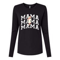 Baseball Mama Distressed Lightning Bolt Mom Womens Cotton Relaxed Long Sleeve T-Shirt