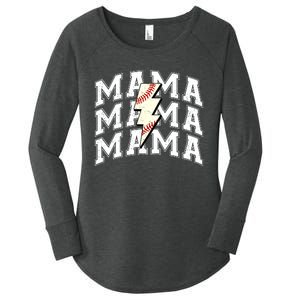 Baseball Mama Distressed Lightning Bolt Mom Women's Perfect Tri Tunic Long Sleeve Shirt