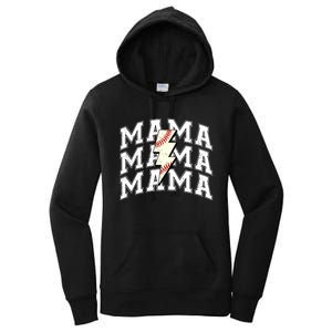 Baseball Mama Distressed Lightning Bolt Mom Women's Pullover Hoodie