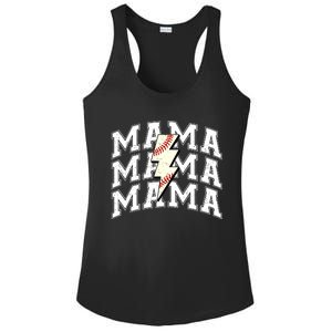 Baseball Mama Distressed Lightning Bolt Mom Ladies PosiCharge Competitor Racerback Tank