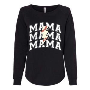 Baseball Mama Distressed Lightning Bolt Mom Womens California Wash Sweatshirt