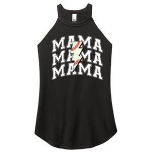 Baseball Mama Distressed Lightning Bolt Mom Women's Perfect Tri Rocker Tank