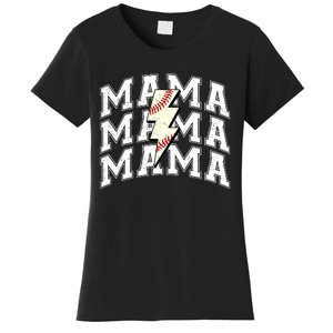 Baseball Mama Distressed Lightning Bolt Mom Women's T-Shirt