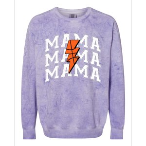 Basketball Mama Distressed Lightning Bolt Mom Colorblast Crewneck Sweatshirt