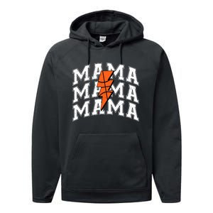 Basketball Mama Distressed Lightning Bolt Mom Performance Fleece Hoodie