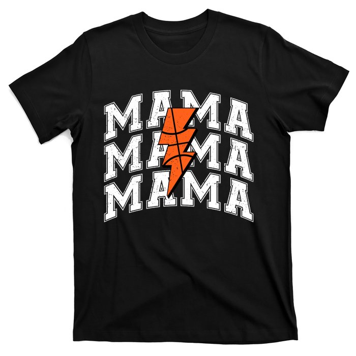 Basketball Mama Distressed Lightning Bolt Mom T-Shirt