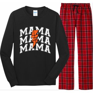 Basketball Mama Distressed Lightning Bolt Mom Long Sleeve Pajama Set