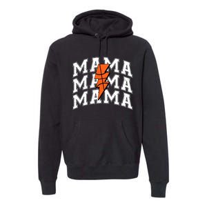 Basketball Mama Distressed Lightning Bolt Mom Premium Hoodie