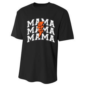 Basketball Mama Distressed Lightning Bolt Mom Performance Sprint T-Shirt