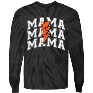 Basketball Mama Distressed Lightning Bolt Mom Tie-Dye Long Sleeve Shirt