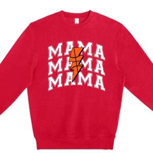 Basketball Mama Distressed Lightning Bolt Mom Premium Crewneck Sweatshirt