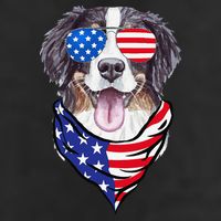 Bernese Mountain Dog American Flag Glasses 4th of July 7 Panel Mesh Trucker Snapback Hat