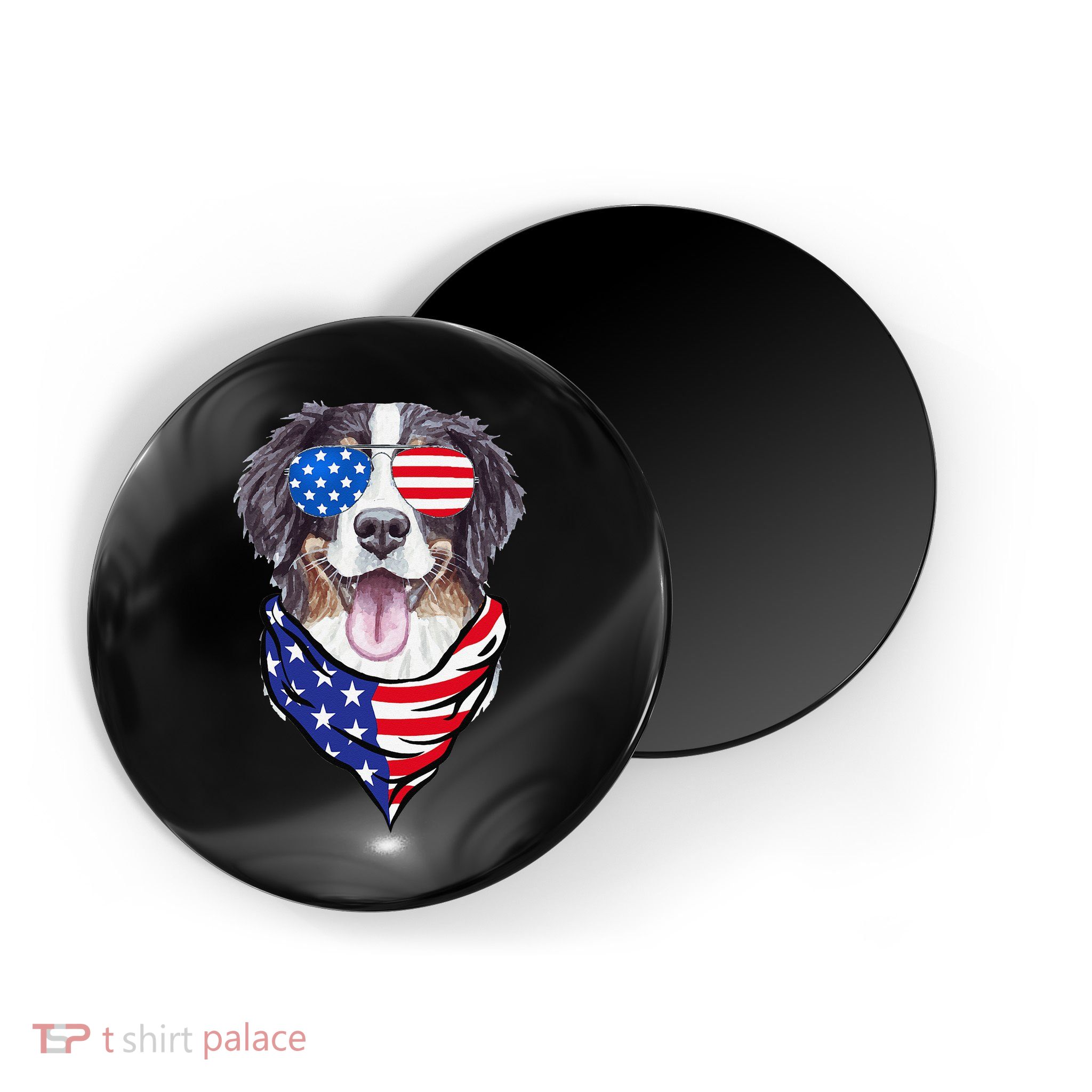 Bernese Mountain Dog American Flag Glasses 4th of July Magnet