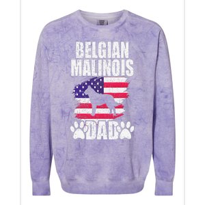 Belgian Malinois Dad Dog Lover American Us Flag Colorblast Crewneck Sweatshirt