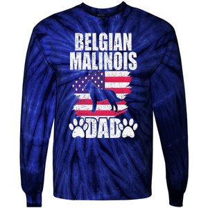 Belgian Malinois Dad Dog Lover American Us Flag Tie-Dye Long Sleeve Shirt