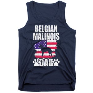 Belgian Malinois Dad Dog Lover American Us Flag Tank Top