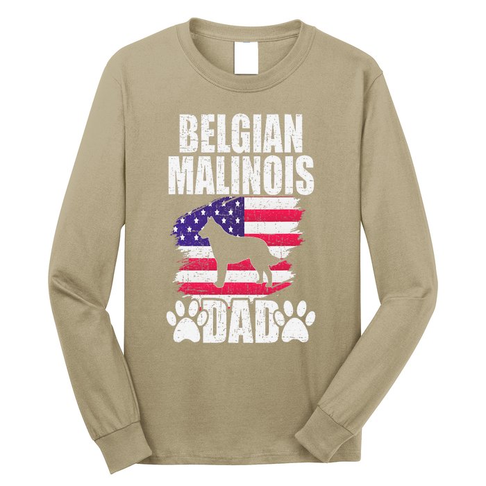 Belgian Malinois Dad Dog Lover American Us Flag Long Sleeve Shirt