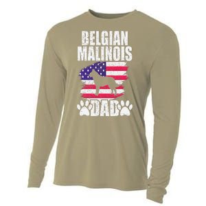 Belgian Malinois Dad Dog Lover American Us Flag Cooling Performance Long Sleeve Crew