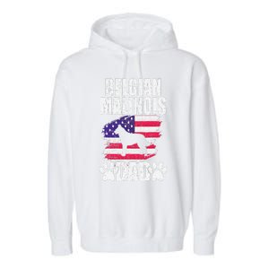 Belgian Malinois Dad Dog Lover American Us Flag Garment-Dyed Fleece Hoodie