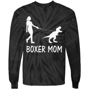 Boxer Mom Dog Boxer Mama Dinosaur Women Mother's Day Tie-Dye Long Sleeve Shirt