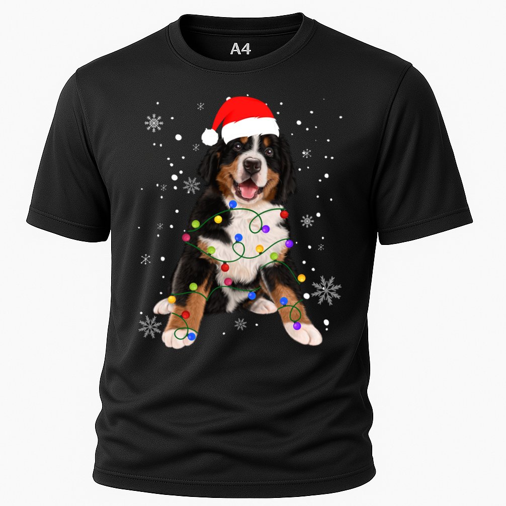 Bernese Mountain Dog Lights Christmas Matching Family Funny Gift Cooling Performance Crew T-Shirt