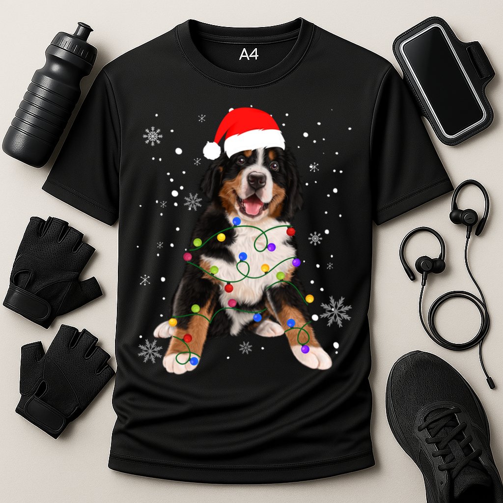 Bernese Mountain Dog Lights Christmas Matching Family Funny Gift Cooling Performance Crew T-Shirt