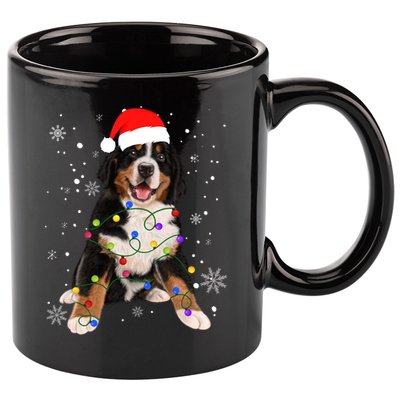 Bernese Mountain Dog Lights Christmas Matching Family Funny Gift 11oz C Handle Ceramic Mug