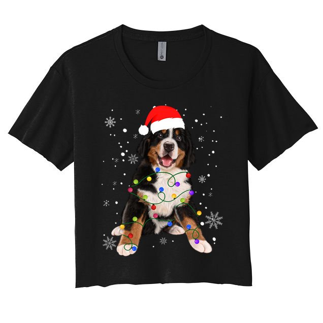 Bernese Mountain Dog Lights Christmas Matching Family Funny Gift Crop Top