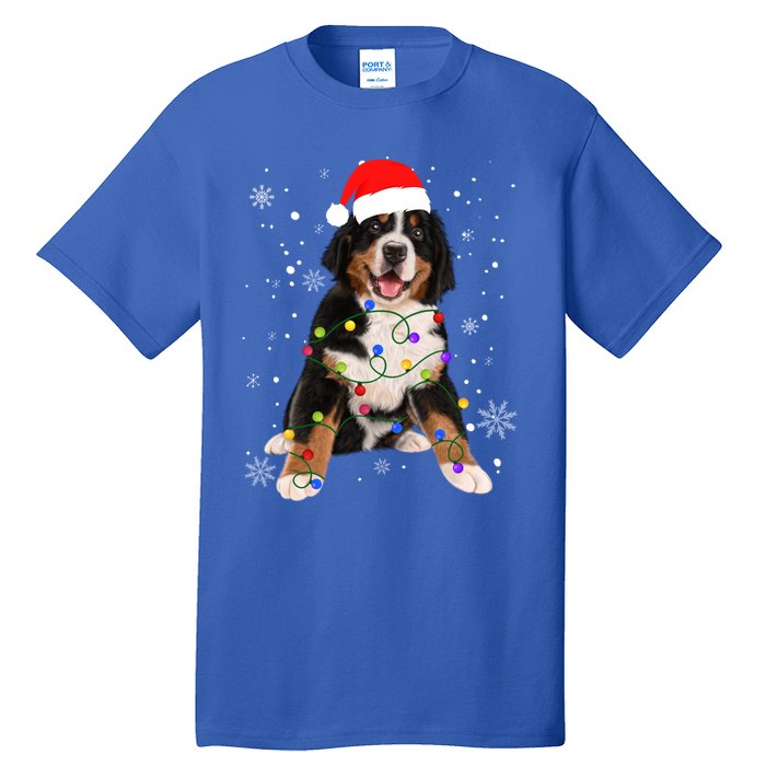 Bernese Mountain Dog Lights Christmas Matching Family Funny Gift Tall T-Shirt