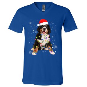 Bernese Mountain Dog Lights Christmas Matching Family Funny Gift V-Neck T-Shirt