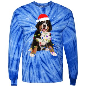 Bernese Mountain Dog Lights Christmas Matching Family Funny Gift Tie-Dye Long Sleeve Shirt