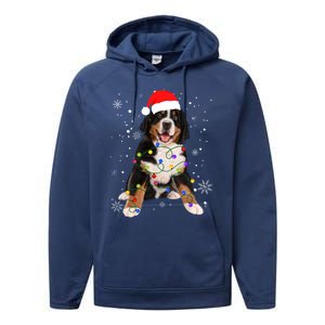 Bernese Mountain Dog Lights Christmas Matching Family Funny Gift Performance Fleece Hoodie