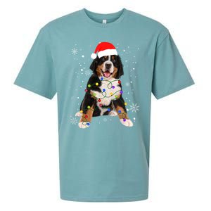 Bernese Mountain Dog Lights Christmas Matching Family Funny Gift Sueded Cloud Jersey T-Shirt