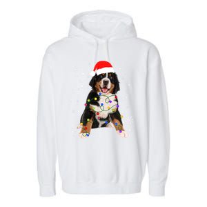 Bernese Mountain Dog Lights Christmas Matching Family Funny Gift Garment-Dyed Fleece Hoodie